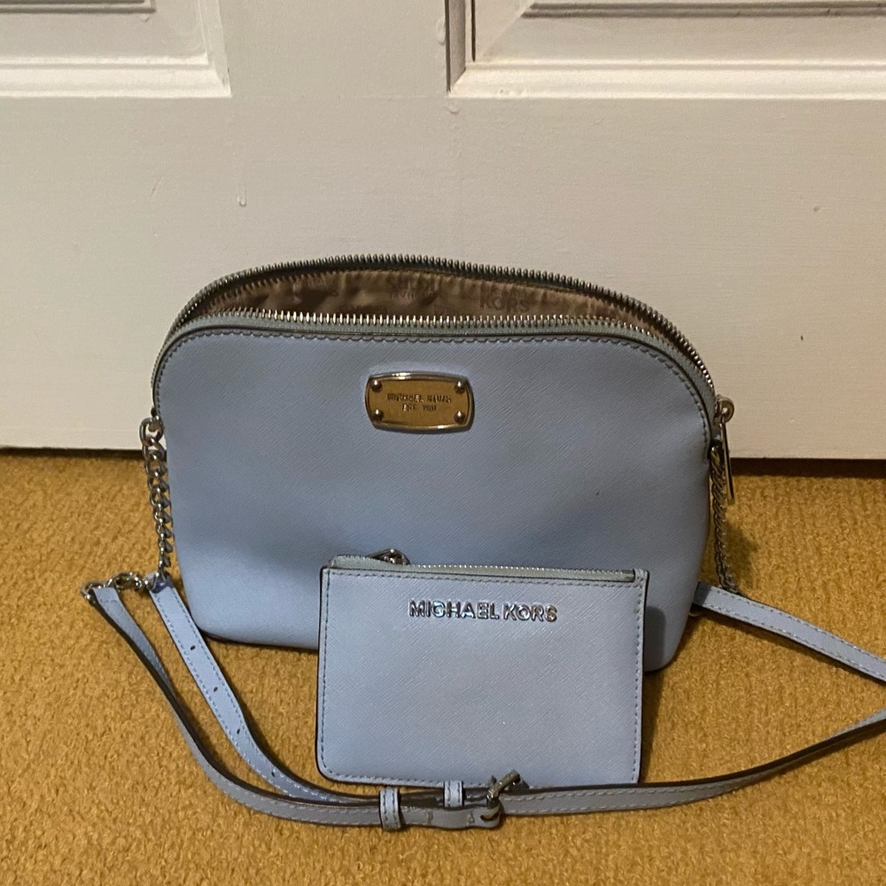 Light Blue Micheal Kors Sachel with Wallet